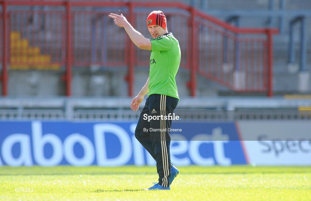 4 April 2012; Munster's Keith Earls during squad training ahead of their Heineken Cup Quarter-Final game against Ulster on Sunday. Munster Rugby Squad Training, Thomond Park, Limerick. Picture credit: Diarmuid Greene / SPORTSFILE