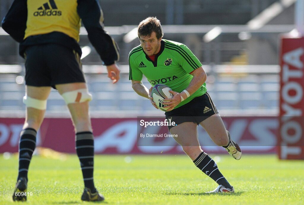 4 April 2012; Munster's Mike Sherry in action during squad training ahead of their Heineken Cup Quarter-Final game against Ulster on Sunday. Munster Rugby Squad Training, Thomond Park, Limerick. Picture credit: Diarmuid Greene / SPORTSFILE