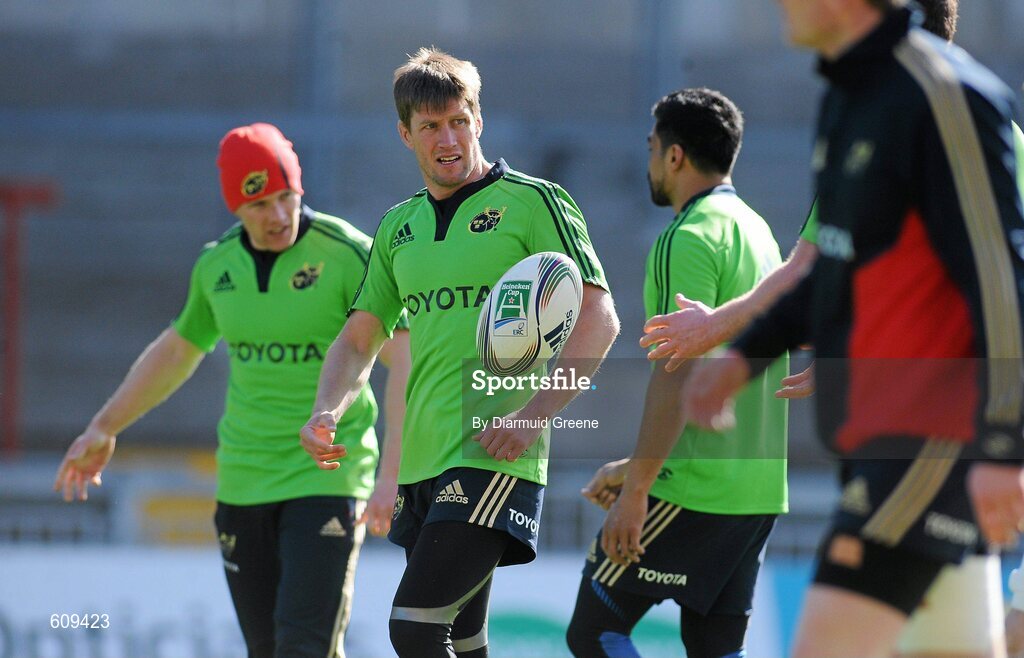 4 April 2012; Munster's Ronan O'Gara during squad training ahead of their Heineken Cup Quarter-Final game against Ulster on Sunday. Munster Rugby Squad Training, Thomond Park, Limerick. Picture credit: Diarmuid Greene / SPORTSFILE