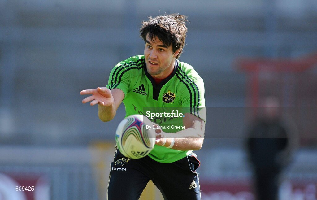 4 April 2012; Munster's Conor Murray in action during squad training ahead of their Heineken Cup Quarter-Final game against Ulster on Sunday. Munster Rugby Squad Training, Thomond Park, Limerick. Picture credit: Diarmuid Greene / SPORTSFILE
