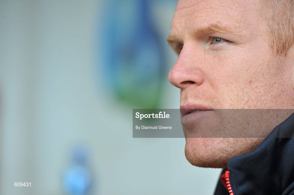 4 April 2012; Munster's Paul O'Connell speaking during a press conference ahead of their Heineken Cup Quarter-Final game against Ulster on Sunday. Munster Rugby Press Conference, Thomond Park, Limerick. Picture credit: Diarmuid Greene / SPORTSFILE