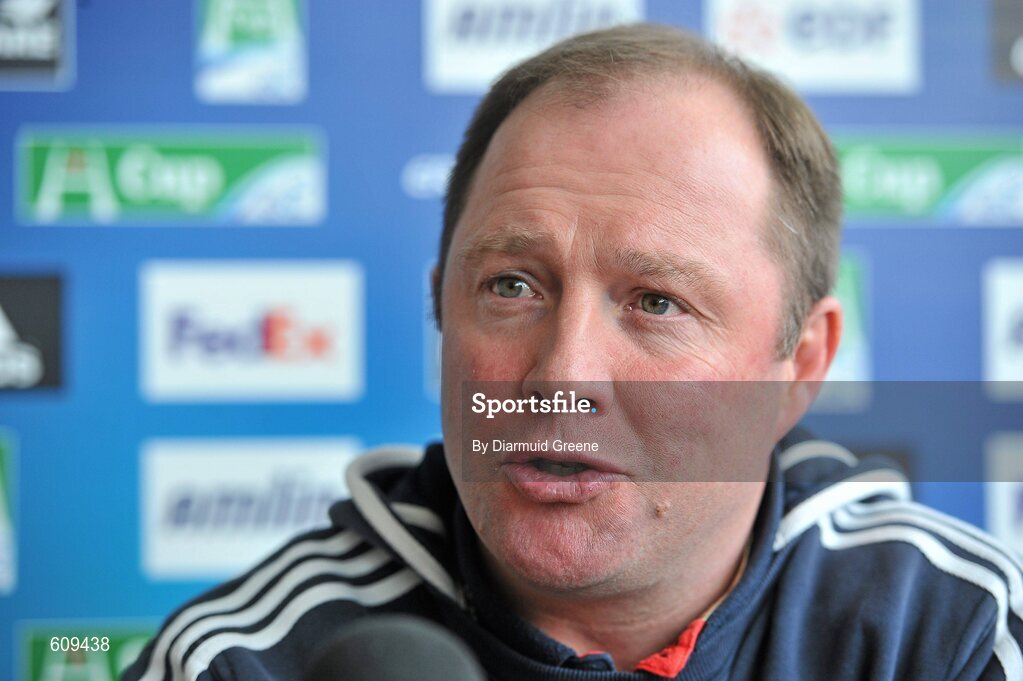 4 April 2012; Munster head coach Tony McGahan speaking during a press conference ahead of their Heineken Cup Quarter-Final game against Ulster on Sunday. Munster Rugby Press Conference, Thomond Park, Limerick. Picture credit: Diarmuid Greene / SPORTSFILE