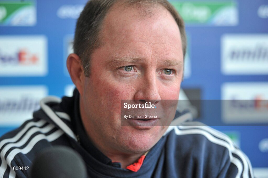 4 April 2012; Munster head coach Tony McGahan speaking during a press conference ahead of their Heineken Cup Quarter-Final game against Ulster on Sunday. Munster Rugby Press Conference, Thomond Park, Limerick. Picture credit: Diarmuid Greene / SPORTSFILE