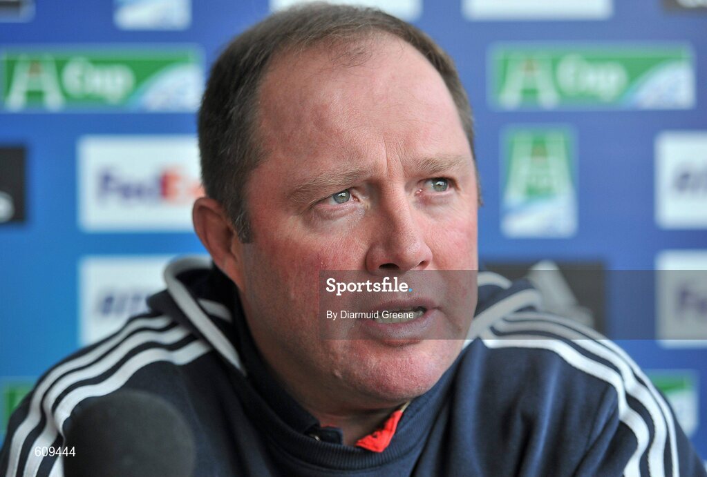 4 April 2012; Munster head coach Tony McGahan speaking during a press conference ahead of their Heineken Cup Quarter-Final game against Ulster on Sunday. Munster Rugby Press Conference, Thomond Park, Limerick. Picture credit: Diarmuid Greene / SPORTSFILE
