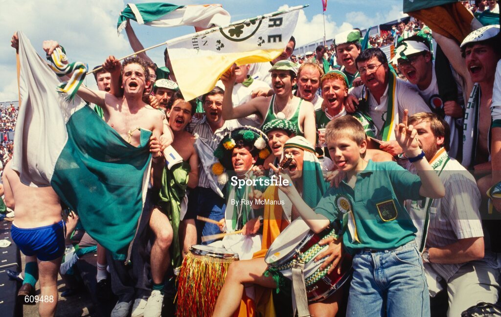 12 June 1988; A general view of Republic of Ireland supporters during the UEFA European Football Championship Finals Group B match between England and Republic of Ireland at Neckarstadion in Stuttgart, Germany. Photo by Ray McManus/Sportsfile