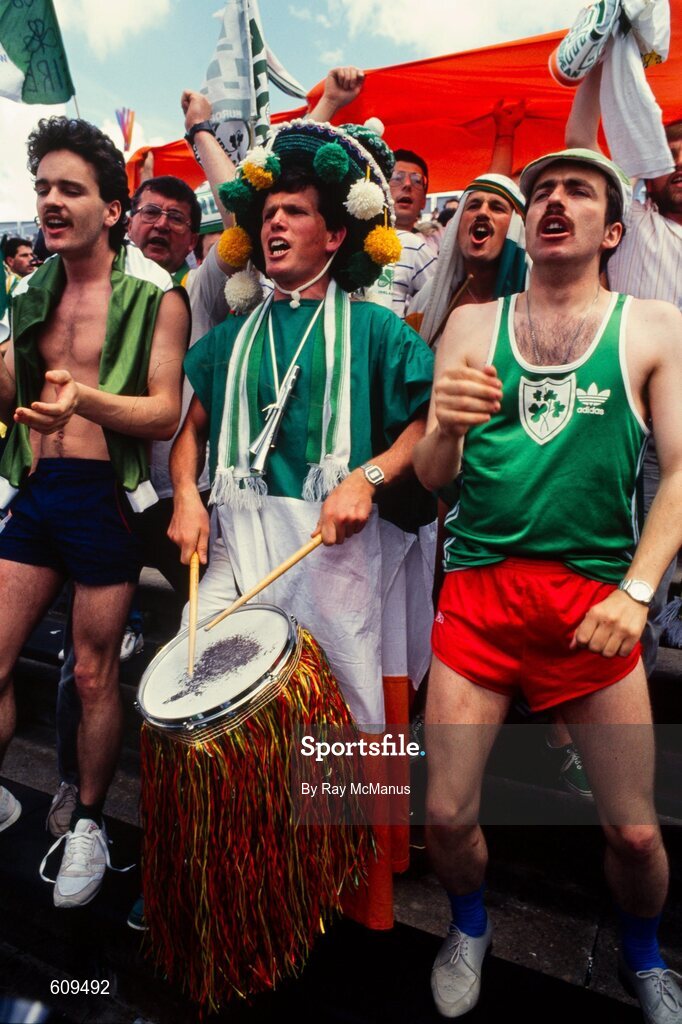 12 June 1988; A general view of Republic of Ireland supporters during the UEFA European Football Championship Finals Group B match between England and Republic of Ireland at Neckarstadion in Stuttgart, Germany. Photo by Ray McManus/Sportsfile