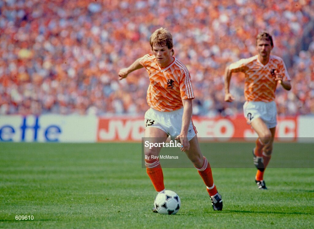 18 June 1988; Erwin Koeman of Netherlands during the UEFA European Football Championship Finals Group B match between Republic of Ireland and Netherlands at Parkstadion in Gelsenkirchen, Germany. Photo by Ray McManus/Sportsfile