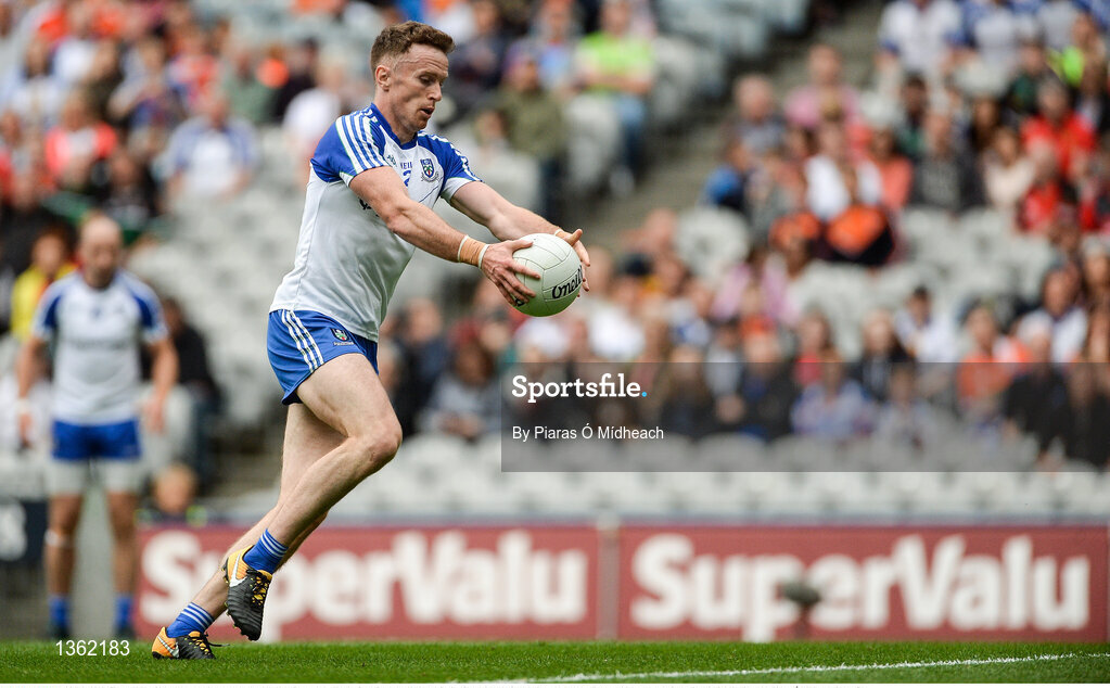 29 July 2017; Fintan Kelly of Monaghan on his way to scoring his side's first goal during the GAA Football All-Ireland Senior Championship Round 4B match between Down and Monaghan at Croke Park in Dublin. Photo by Piaras Ó Mídheach/Sportsfile