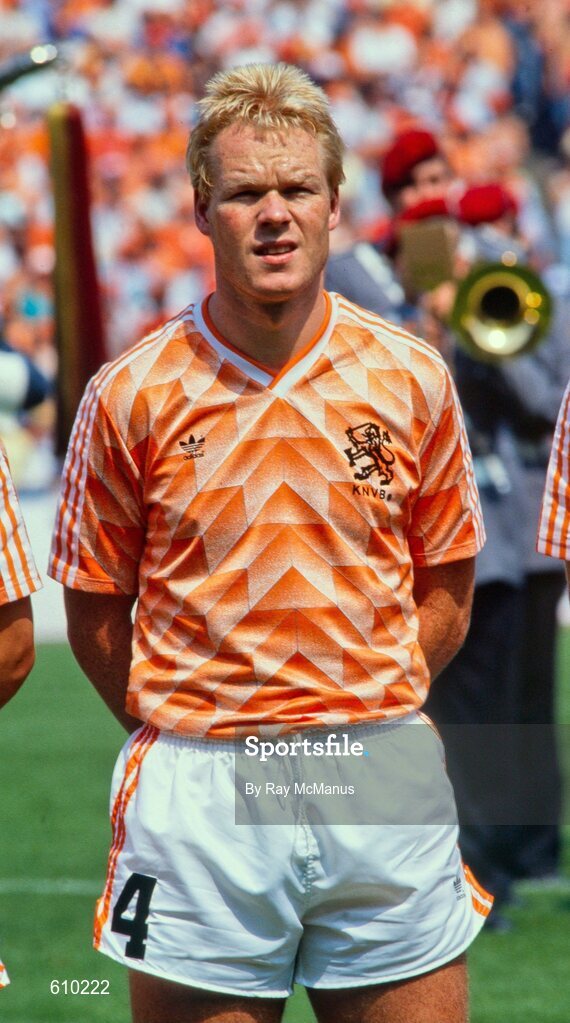 18 June 1988; Ronald Koeman of Netherlands during the UEFA European Football Championship Finals Group B match between Republic of Ireland and Netherlands at Parkstadion in Gelsenkirchen, Germany. Photo by Ray McManus/Sportsfile