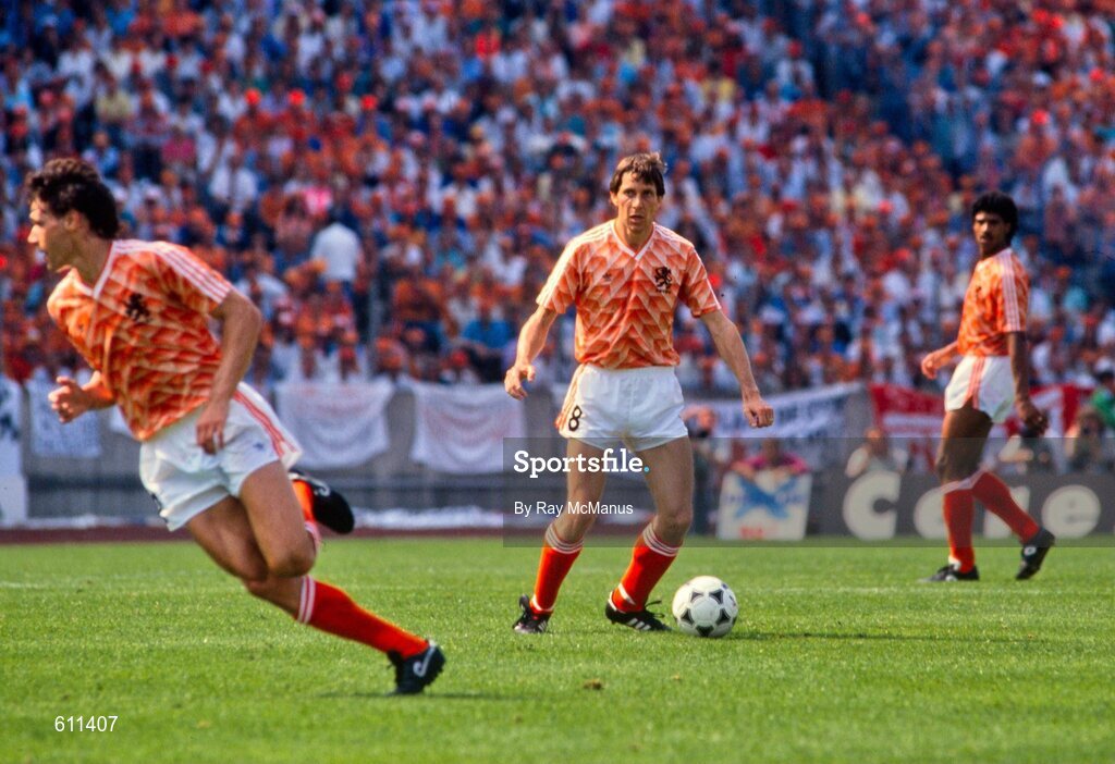 18 June 1988; Arnold Muhren of Netherlands during the UEFA European Football Championship Finals Group B match between Republic of Ireland and Netherlands at Parkstadion in Gelsenkirchen, Germany. Photo by Ray McManus/Sportsfile