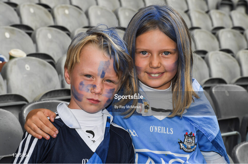 5 August 2017; Dublin supporters Joe O'Donovan, 7 years, and his sister Kate, 9, from Stillorgan, before the GAA Football All-Ireland Senior Championship Quarter-Final match between Dublin and Monaghan at Croke Park in Dublin. Photo by Ray McManus/Sportsfile