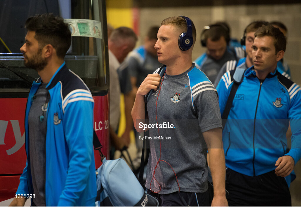 5 August 2017; Ciarán Kilkenny, center, of Dublin arrives for the GAA Football All-Ireland Senior Championship Quarter-Final match between Dublin and Monaghan at Croke Park in Dublin. Photo by Ray McManus/Sportsfile