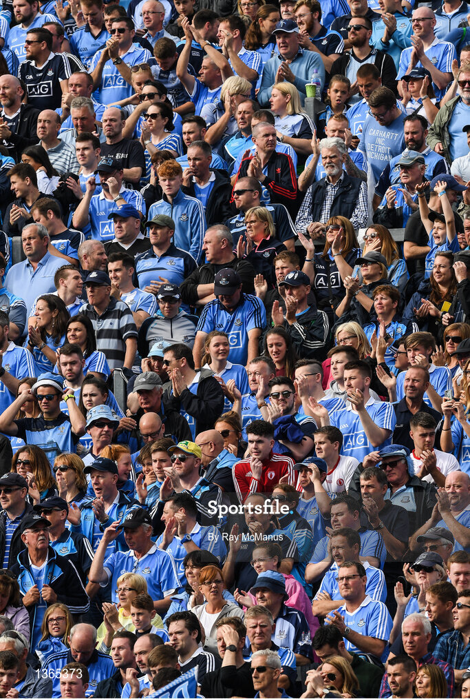 5 August 2017; Dublin supporters on Hill 16 before the GAA Football All-Ireland Senior Championship Quarter-Final match between Dublin and Monaghan at Croke Park in Dublin. Photo by Ray McManus/Sportsfile