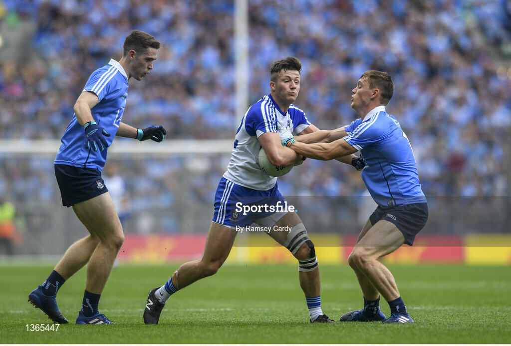 5 August 2017; Dessie Ward of Monaghan in action against Con O’Callaghan of Dublin during the GAA Football All-Ireland Senior Championship Quarter-Final match between Dublin and Monaghan at Croke Park in Dublin. Photo by Ramsey Cardy/Sportsfile
