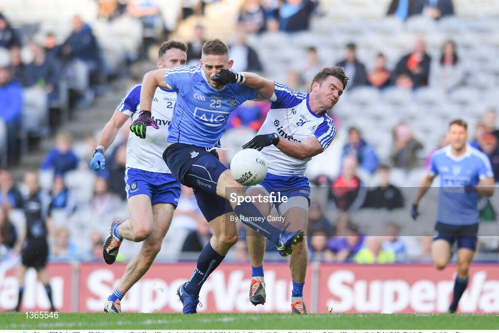 5 August 2017; Eoghan O'Gara of Dublin in action against Dessie Mone of Monaghan during the GAA Football All-Ireland Senior Championship Quarter-Final match between Dublin and Monaghan at Croke Park in Dublin. Photo by Ramsey Cardy/Sportsfile