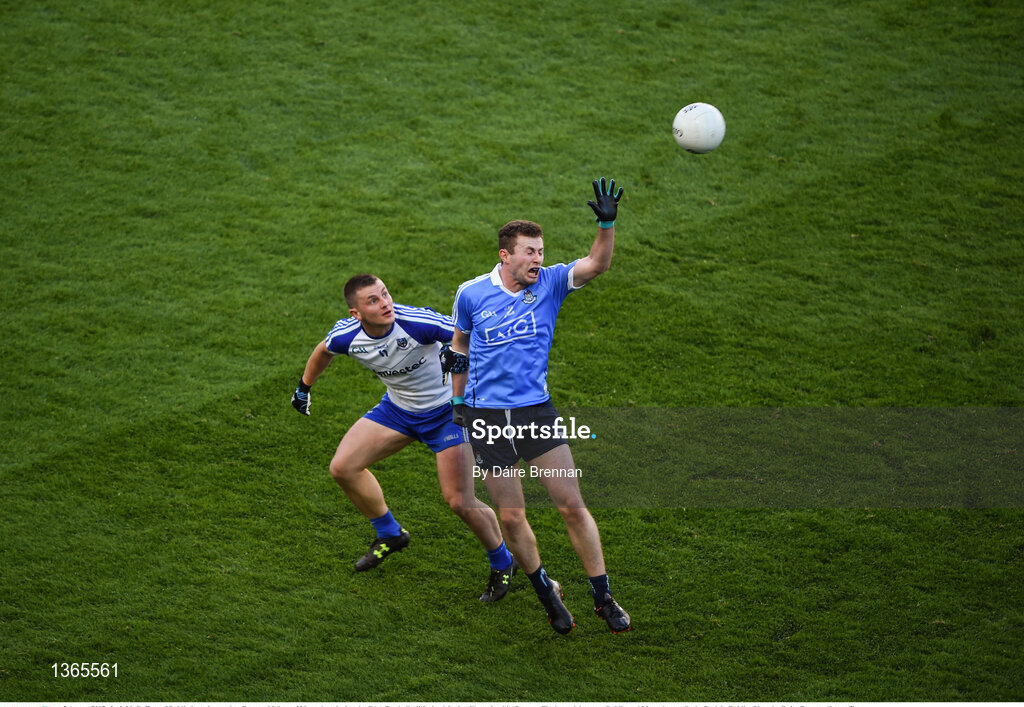 5 August 2017; Jack McCaffrey of Dublin in action against Dermot Malone of Monaghan during the GAA Football All-Ireland Senior Championship Quarter-Final match between Dublin and Monaghan at Croke Park in Dublin. Photo by Daire Brennan/Sportsfile