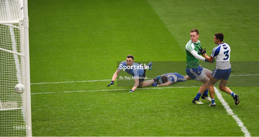 5 August 2017; Monaghan goalkeeper, Rory Beggan, full back, Drew Wylie, and Dunlin's Paddy Andrews look on as Dean Rock's effort heads for the back of the net for the Dublin goal during the GAA Football All-Ireland Senior Championship Quarter-Final match between Dublin and Monaghan at Croke Park in Dublin. Photo by Ray McManus/Sportsfile