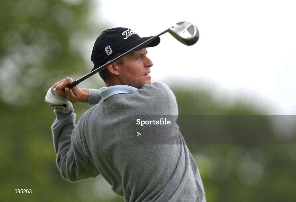 7 July 2002; Peter Hanson watches his drive from the 5th tee box during the Smurfit European Open, K Club, Co. Kildare. Golf. Picture credit; Matt Browne / SPORTSFILE *EDI*