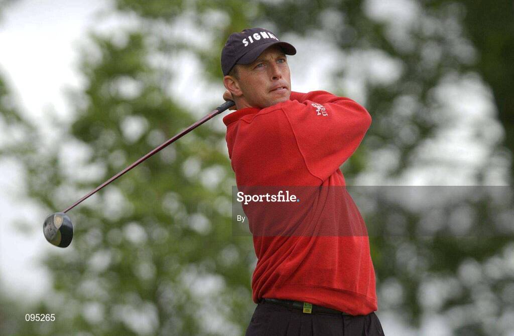 7 July 2002; Soren Hanson watches his drive from the 5th tee box during the Smurfit European Open, K Club, Co. Kildare. Golf. Picture credit; Matt Browne / SPORTSFILE *EDI*