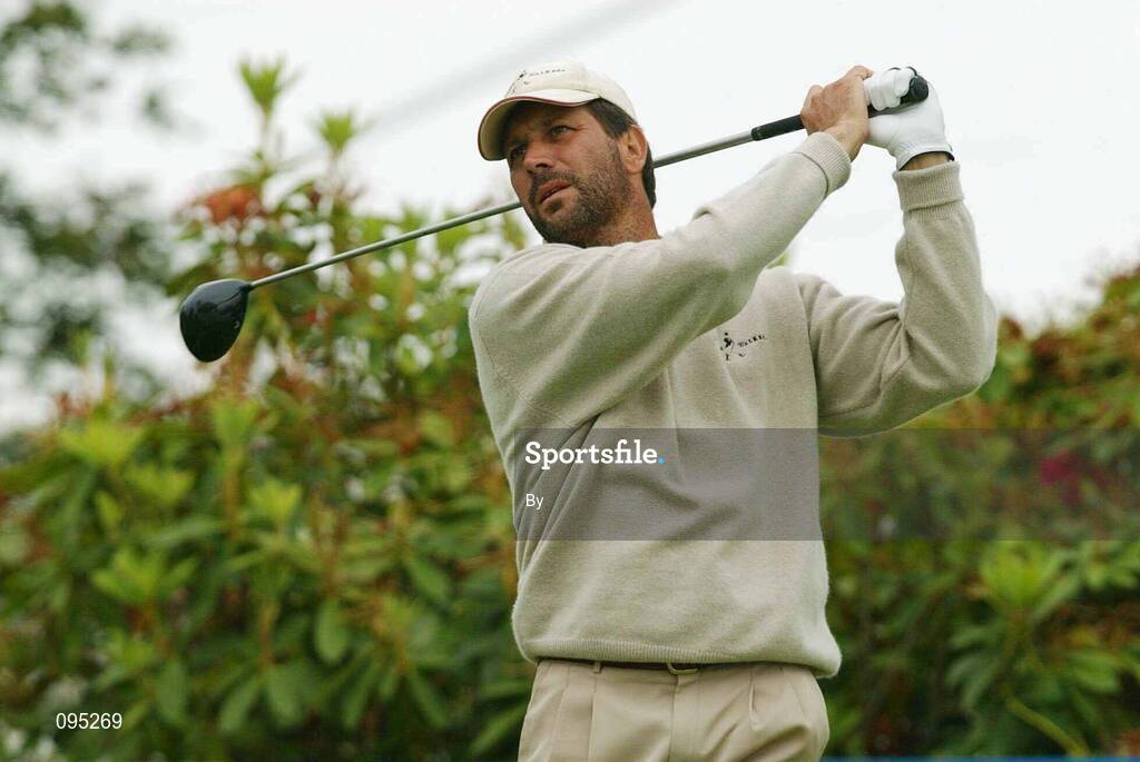 7 July 2002; Santiago Luna watches his drive from the1st tee box during the Smurfit European Open, K Club, Co. Kildare. Golf. Picture credit; Matt Browne / SPORTSFILE *EDI*