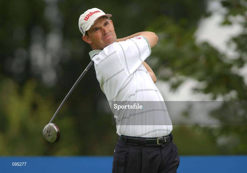 7 July 2002; Padraig Harrington watches his drive from the 2nd tee box during the Smurfit European Open, K Club, Co. Kildare. Golf. Picture credit; Matt Browne / SPORTSFILE *EDI*