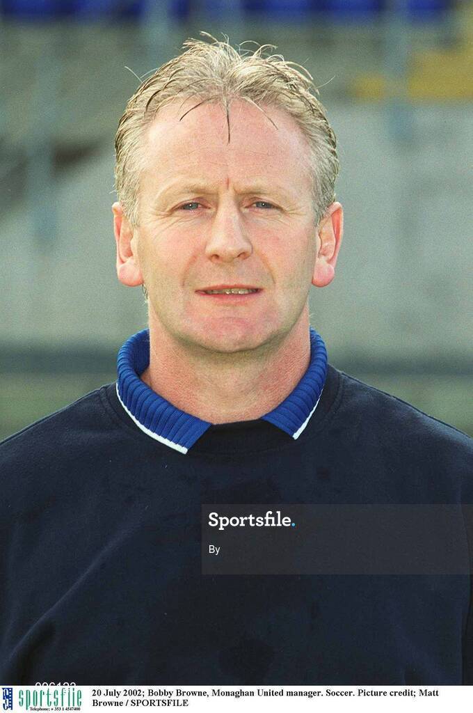 20 July 2002; Bobby Browne, Monaghan United manager. Soccer. Picture credit; Matt Browne / SPORTSFILE