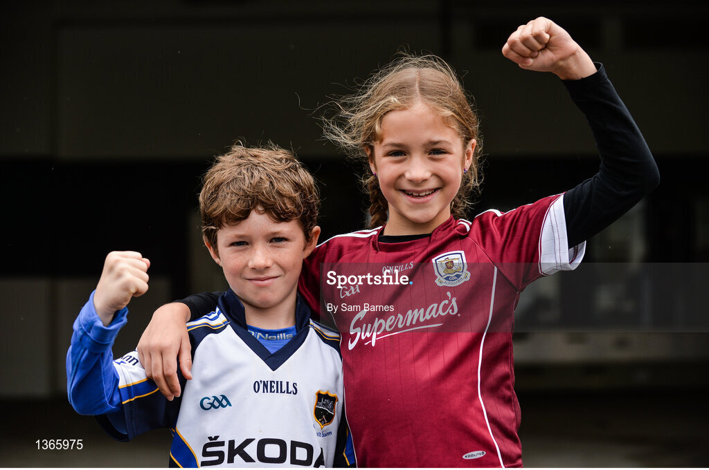 6 August 2017; Siblings Fionnan, 7, and Annie Crowe, ahead of the GAA Hurling All-Ireland Senior Championship Semi-Final match between Galway and Tipperary at Croke Park in Dublin. Photo by Sam Barnes/Sportsfile