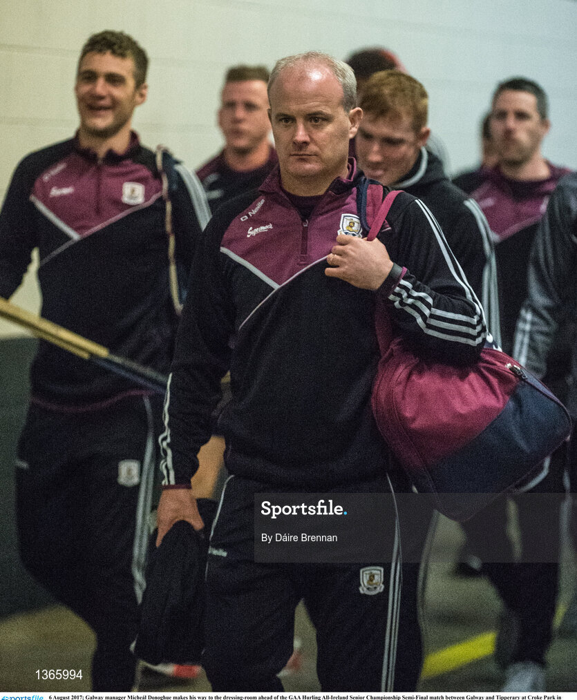 6 August 2017; Galway manager Mícheál Donoghue makes his way to the dressing-room ahead of the GAA Hurling All-Ireland Senior Championship Semi-Final match between Galway and Tipperary at Croke Park in Dublin. Photo by Daire Brennan/Sportsfile