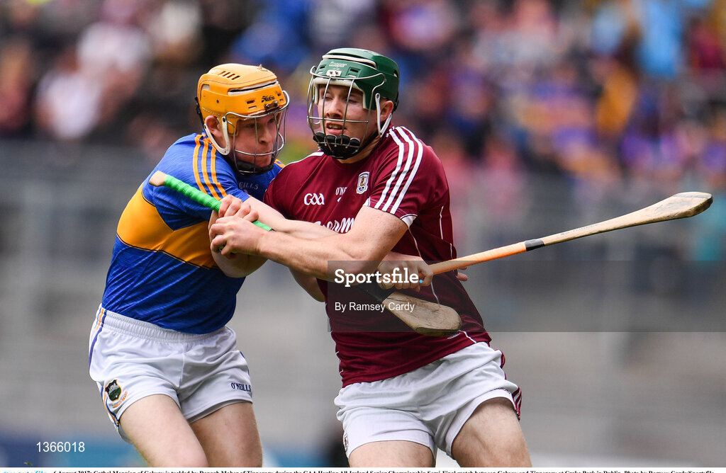 6 August 2017; Cathal Mannion of Galway is tackled by Donagh Maher of Tipperary during the GAA Hurling All-Ireland Senior Championship Semi-Final match between Galway and Tipperary at Croke Park in Dublin. Photo by Ramsey Cardy/Sportsfile