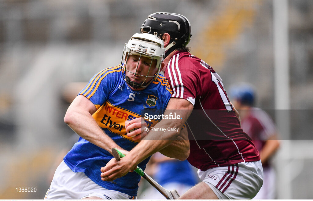 6 August 2017; Seamus Kennedy of Tipperary is tackled by Joseph Cooney of Galway during the GAA Hurling All-Ireland Senior Championship Semi-Final match between Galway and Tipperary at Croke Park in Dublin. Photo by Ramsey Cardy/Sportsfile