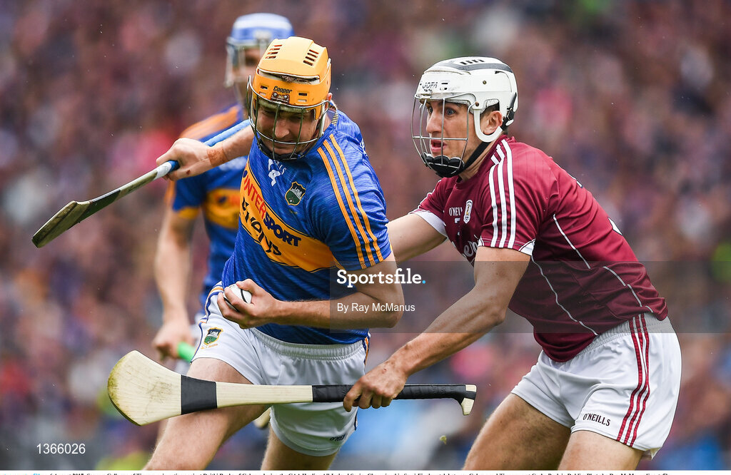 6 August 2017; Seamus Callanan of Tipperary in action against Daithi Burke of Galway during the GAA Hurling All-Ireland Senior Championship Semi-Final match between Galway and Tipperary at Croke Park in Dublin. Photo by Ray McManus/Sportsfile