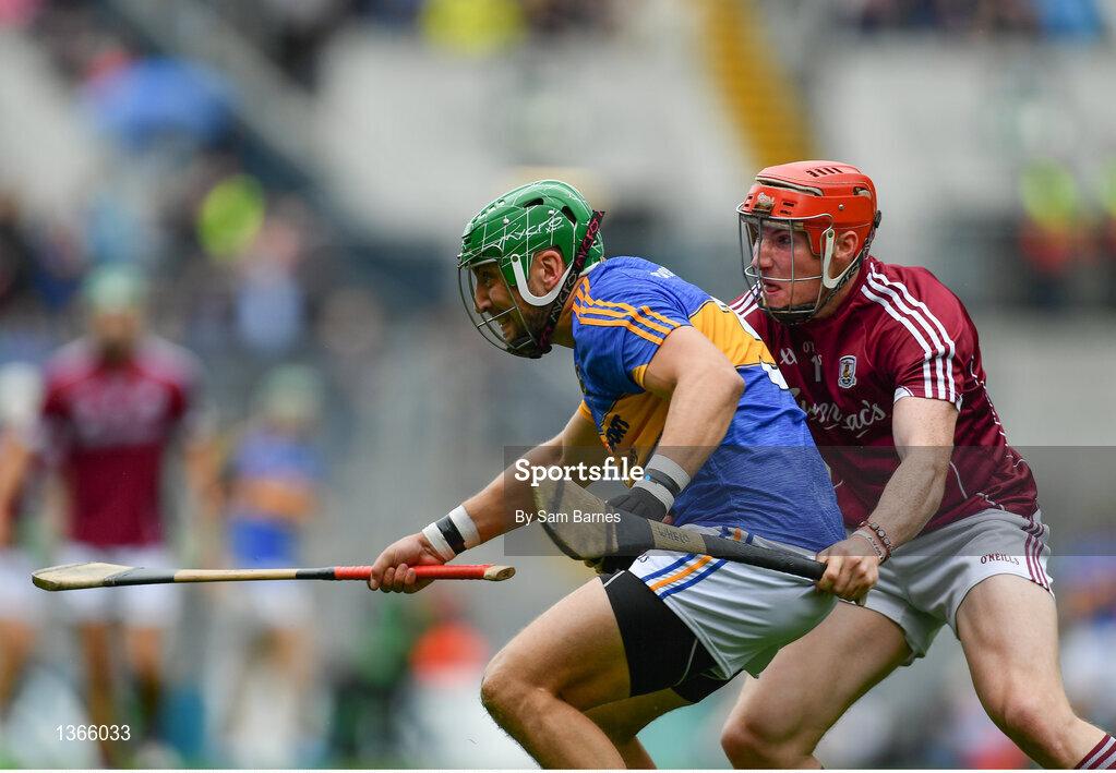 6 August 2017; James Barry of Tipperary in action against Conor Whelan of Galway during the GAA Hurling All-Ireland Senior Championship Semi-Final match between Galway and Tipperary at Croke Park in Dublin. Photo by Sam Barnes/Sportsfile