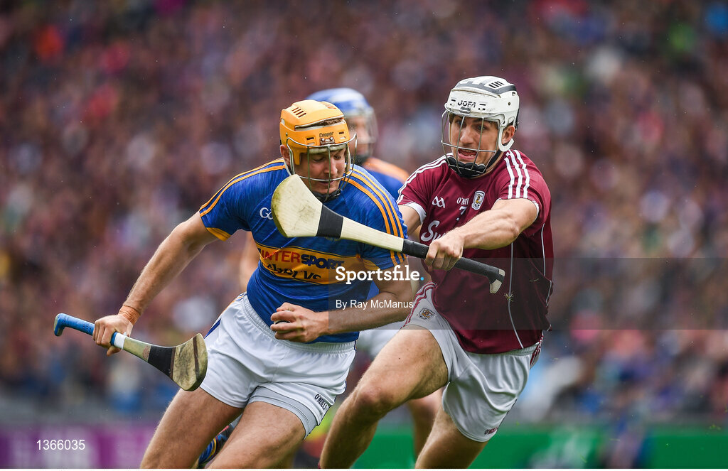 6 August 2017; Seamus Callanan of Tipperary in action against Daithi Burke of Galway during the GAA Hurling All-Ireland Senior Championship Semi-Final match between Galway and Tipperary at Croke Park in Dublin. Photo by Ray McManus/Sportsfile
