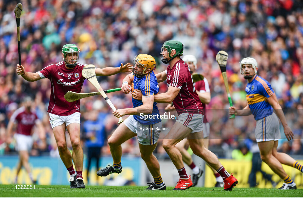 6 August 2017; Padraic Maher of Tipperary in action against Niall Burke of Galway during the GAA Hurling All-Ireland Senior Championship Semi-Final match between Galway and Tipperary at Croke Park in Dublin. Photo by Sam Barnes/Sportsfile