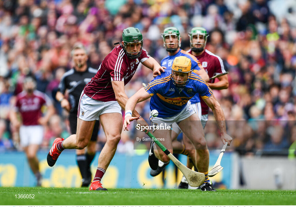 6 August 2017; Padraic Maher of Tipperary in action against Niall Burke of Galway during the GAA Hurling All-Ireland Senior Championship Semi-Final match between Galway and Tipperary at Croke Park in Dublin. Photo by Sam Barnes/Sportsfile