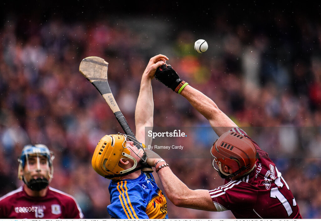 6 August 2017; Conor Whelan of Galway in action against Donagh Maher of Tipperary during the GAA Hurling All-Ireland Senior Championship Semi-Final match between Galway and Tipperary at Croke Park in Dublin. Photo by Ramsey Cardy/Sportsfile
