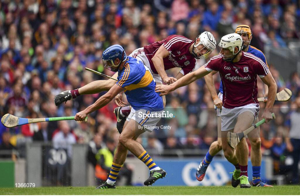 6 August 2017; Patrick Maher of Tipperary in action against Daithi Burke of Galway during the GAA Hurling All-Ireland Senior Championship Semi-Final match between Galway and Tipperary at Croke Park in Dublin. Photo by Ramsey Cardy/Sportsfile