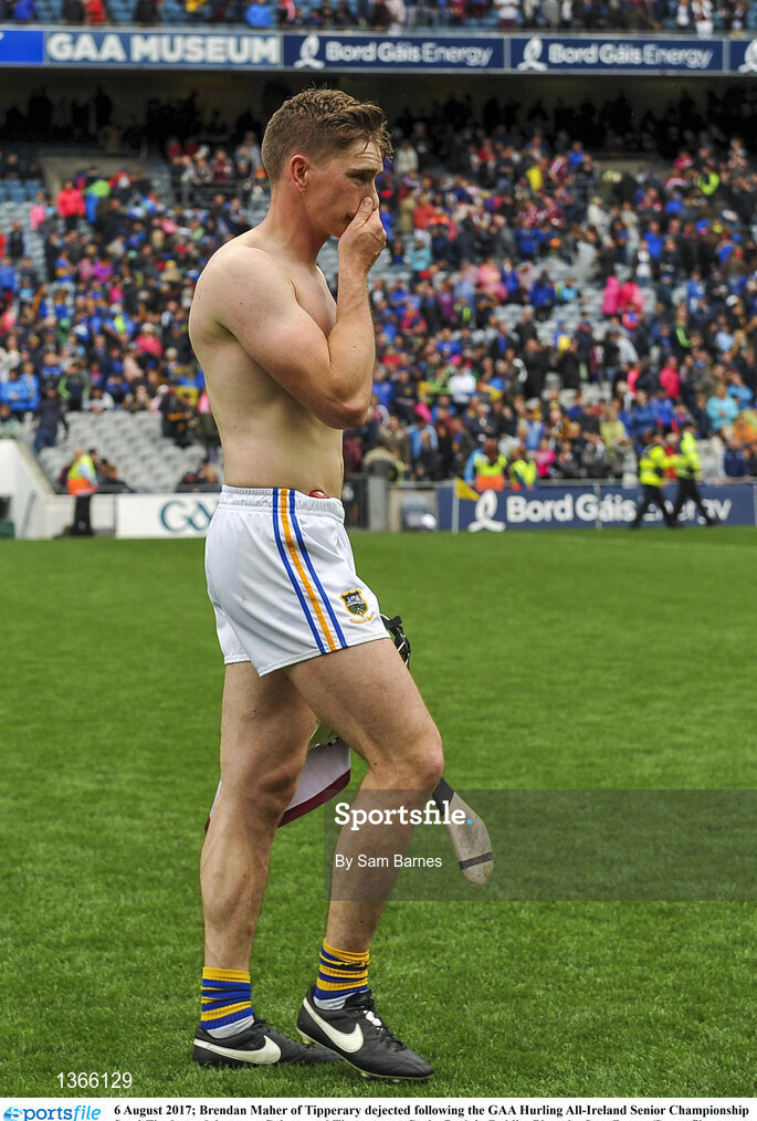 6 August 2017; Brendan Maher of Tipperary dejected following the GAA Hurling All-Ireland Senior Championship Semi-Final match between Galway and Tipperary at Croke Park in Dublin. Photo by Sam Barnes/Sportsfile