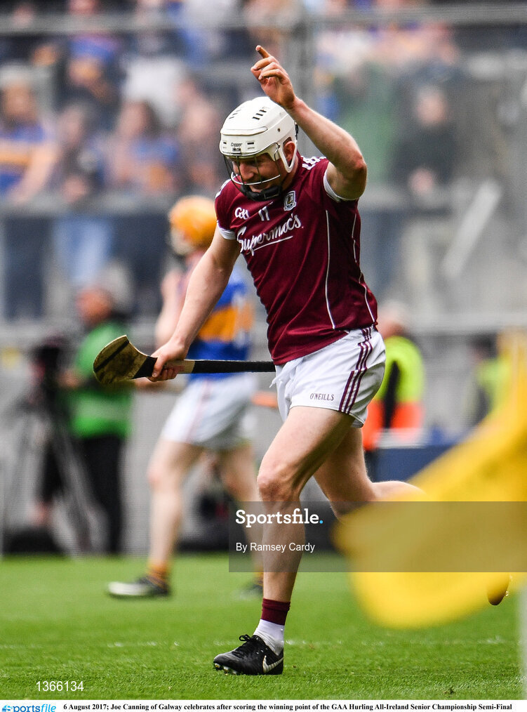 6 August 2017; Joe Canning of Galway celebrates after scoring the winning point of the GAA Hurling All-Ireland Senior Championship Semi-Final match between Galway and Tipperary at Croke Park in Dublin. Photo by Ramsey Cardy/Sportsfile