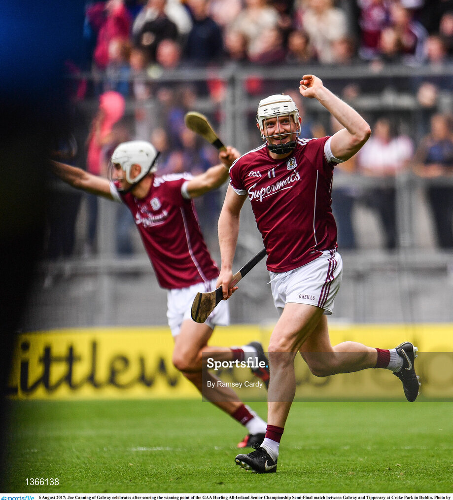 6 August 2017; Joe Canning of Galway celebrates after scoring the winning point of the GAA Hurling All-Ireland Senior Championship Semi-Final match between Galway and Tipperary at Croke Park in Dublin. Photo by Ramsey Cardy/Sportsfile