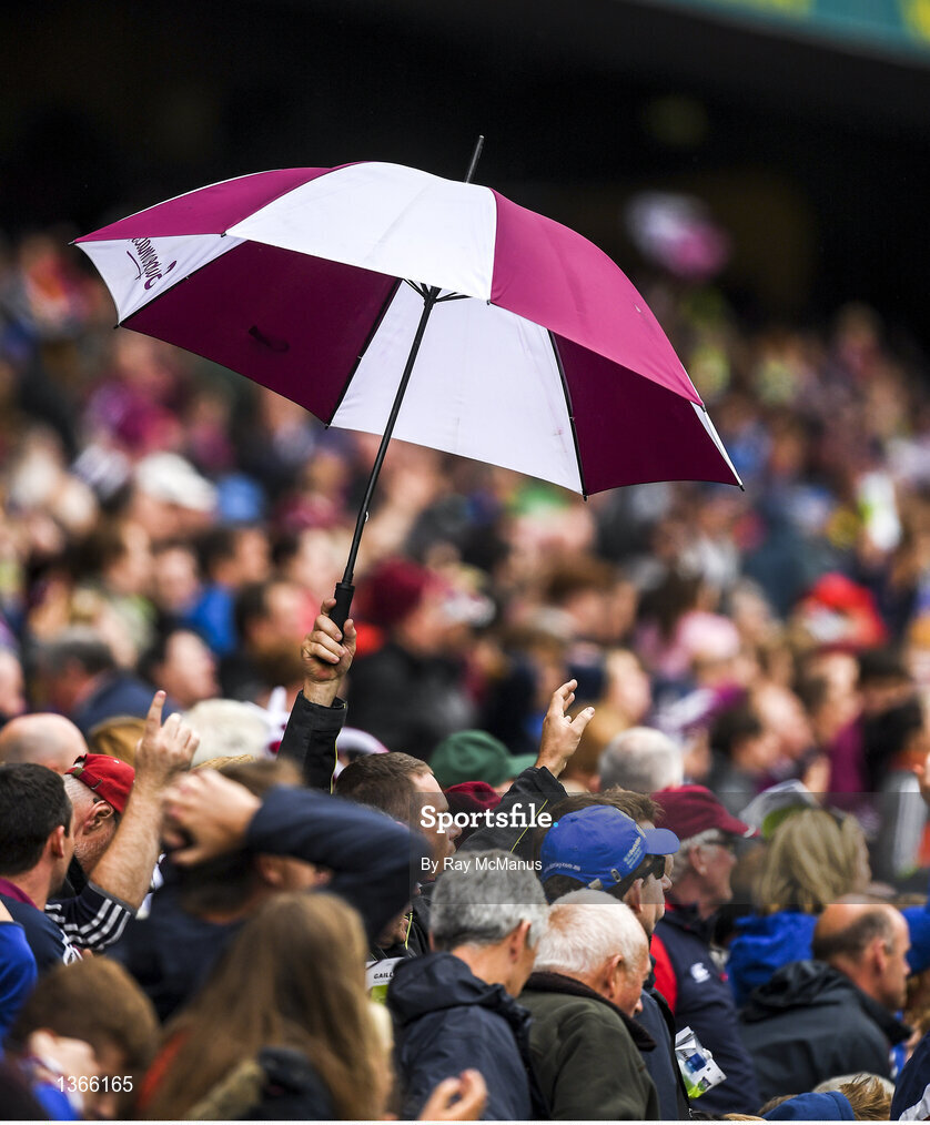 6 August 2017; Galway supporters, in the Cusack Stane, celebrate near the end of the GAA Hurling All-Ireland Senior Championship Semi-Final match between Galway and Tipperary at Croke Park in Dublin. Photo by Ray McManus/Sportsfile