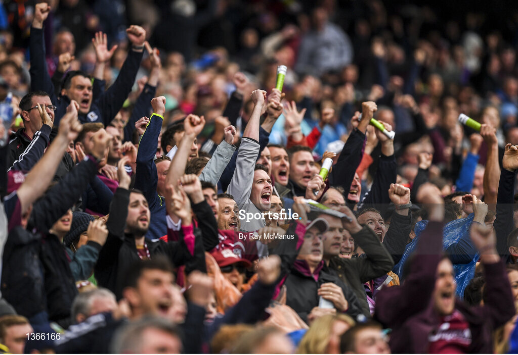 6 August 2017; Galway supporters in the Cusack stand react as Joe Canning of Galway hits what proved to be the winning point in the last minute of the GAA Hurling All-Ireland Senior Championship Semi-Final match between Galway and Tipperary at Croke Park in Dublin. Photo by Ray McManus/Sportsfile