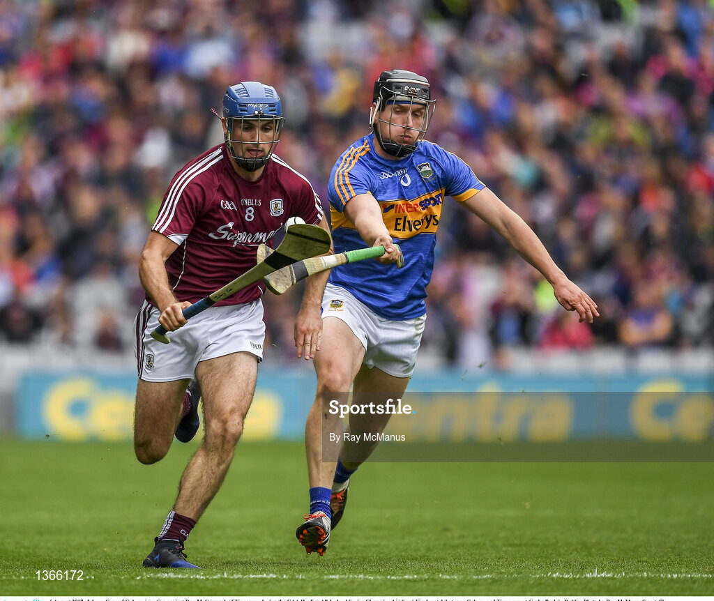 6 August 2017; Johnny Coen of Galway in action against Dan McCormack of Tipperary during the GAA Hurling All-Ireland Senior Championship Semi-Final match between Galway and Tipperary at Croke Park in Dublin. Photo by Ray McManus/Sportsfile