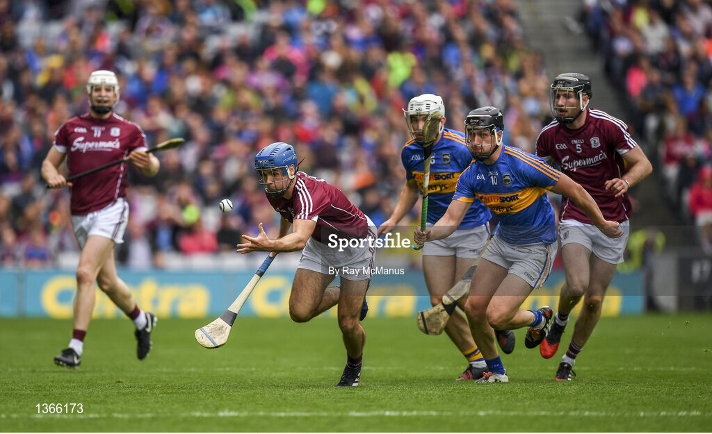 6 August 2017; Johnny Coen of Galway in action against Dan McCormack of Tipperary during the GAA Hurling All-Ireland Senior Championship Semi-Final match between Galway and Tipperary at Croke Park in Dublin. Photo by Ray McManus/Sportsfile