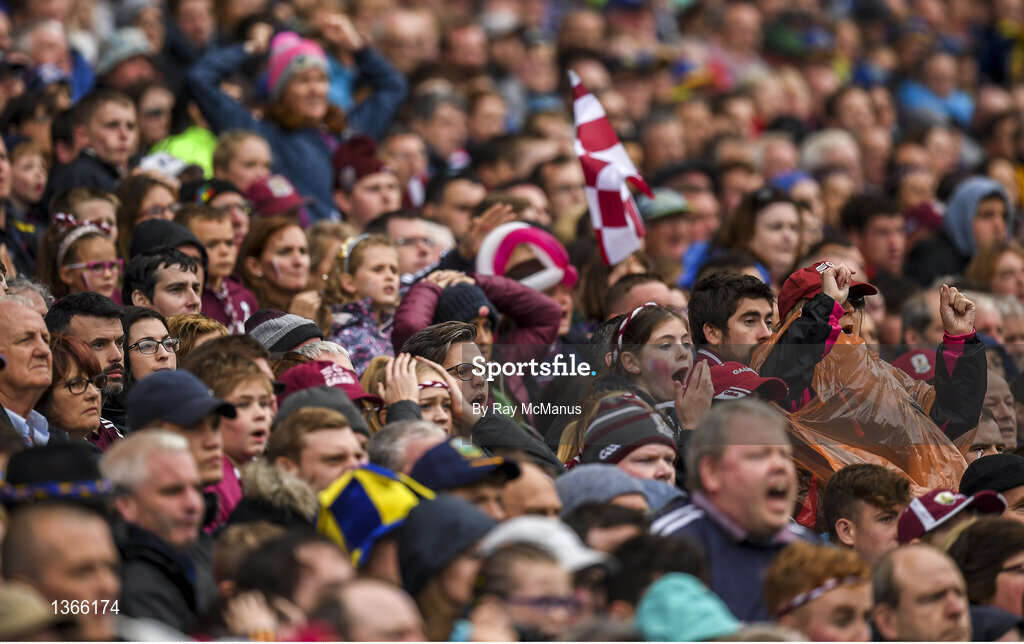 6 August 2017; Supporters in the Cusack Stand watch anxiously as a late free, for Galway, goes wide during the GAA Hurling All-Ireland Senior Championship Semi-Final match between Galway and Tipperary at Croke Park in Dublin. Photo by Ray McManus/Sportsfile