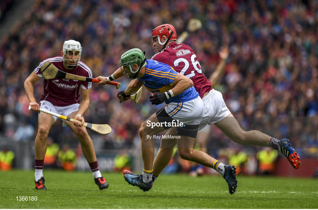 6 August 2017; James Barry of Tipperary in action against Jonathan Glynn of Galway during the GAA Hurling All-Ireland Senior Championship Semi-Final match between Galway and Tipperary at Croke Park in Dublin. Photo by Ray McManus/Sportsfile