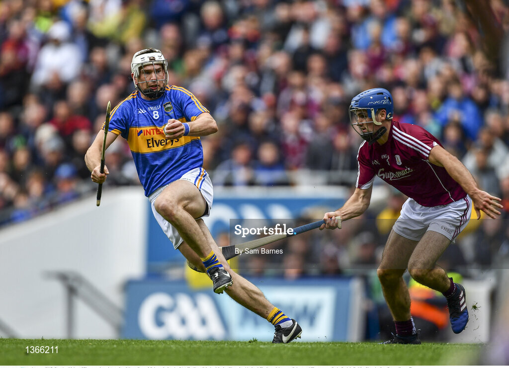 6 August 2017; Brendan Maher of Tipperary in action against Johnny Coen of Galway during the GAA Hurling All-Ireland Senior Championship Semi-Final match between Galway and Tipperary at Croke Park in Dublin. Photo by Sam Barnes/Sportsfile