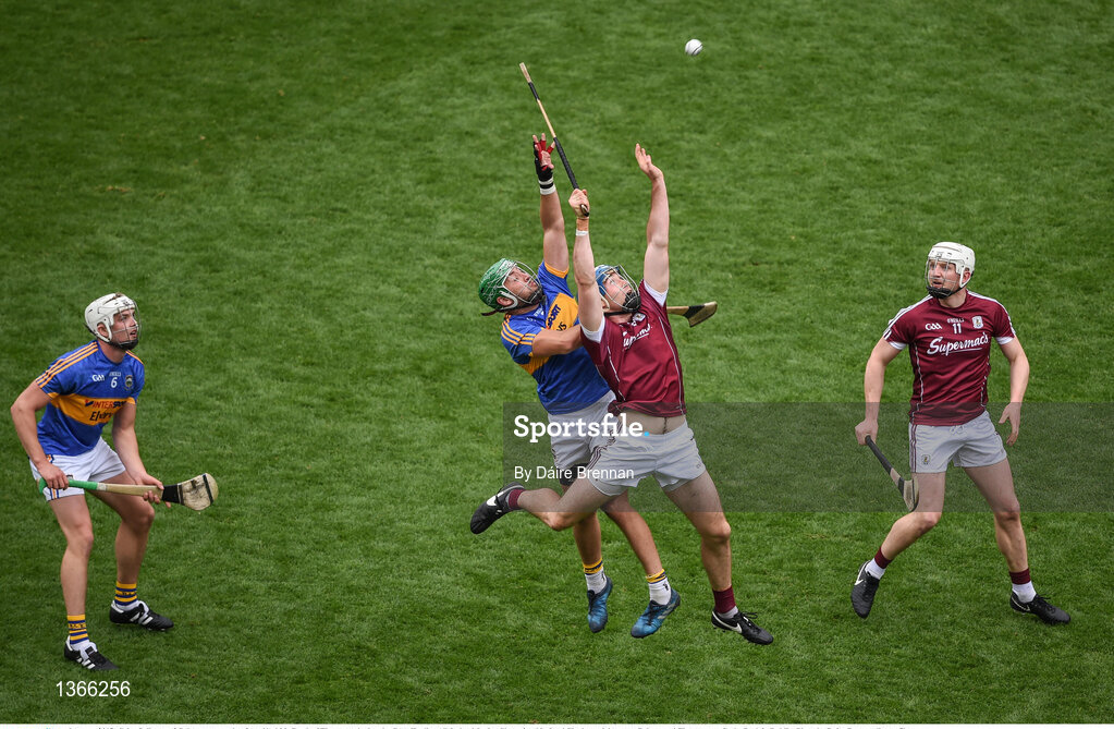 6 August 2017; Colm Callanan of Galway saves a shot from Noel McGrath of Tipperary during the GAA Hurling All-Ireland Senior Championship Semi-Final match between Galway and Tipperary at Croke Park in Dublin. Photo by Daire Brennan/Sportsfile