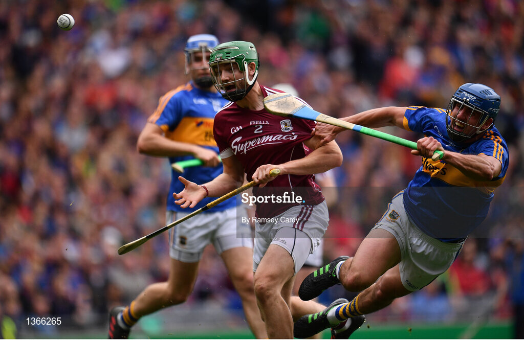 6 August 2017; Adrian Tuohy of Galway is tackled by Patrick Maher of Tipperary during the GAA Hurling All-Ireland Senior Championship Semi-Final match between Galway and Tipperary at Croke Park in Dublin. Photo by Ramsey Cardy/Sportsfile