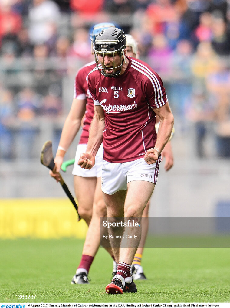 6 August 2017; Padraig Mannion of Galway celebrates late in the GAA Hurling All-Ireland Senior Championship Semi-Final match between Galway and Tipperary at Croke Park in Dublin. Photo by Ramsey Cardy/Sportsfile